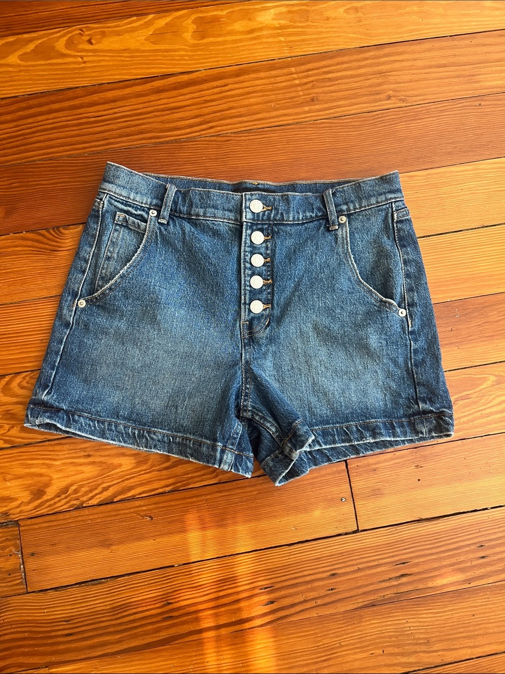 Banana Republic Dark Blue Button-Front Denim Shorts
